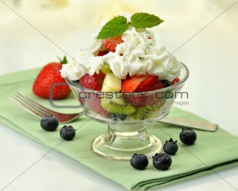 fruit salad with cream 