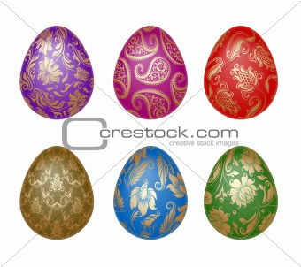 Set of Easter eggs with ornaments