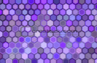 abstract 3d render hexagon backdrop in purple colors
