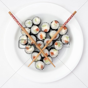 Close-up of maki sushi rolls