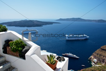 The terraces of the island of Santorini