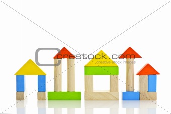 Wooden blocks buildings