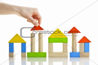 Building with wooden blocks