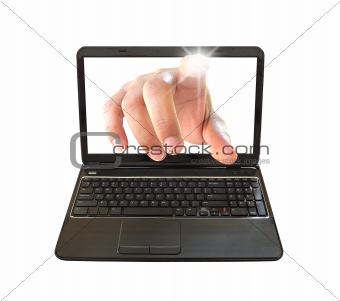 hand choosing on laptop PC