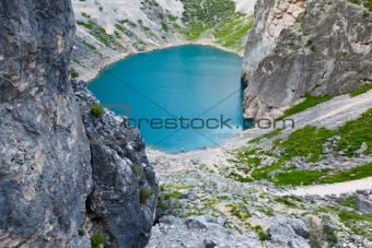 Imotski Blue Lake in Limestone Crater near Split, Croatia