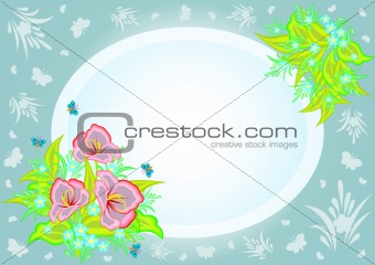 Abstract flowers in frame with background