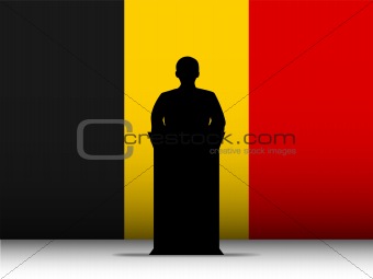 Belgium Speech Tribune Silhouette with Flag Background