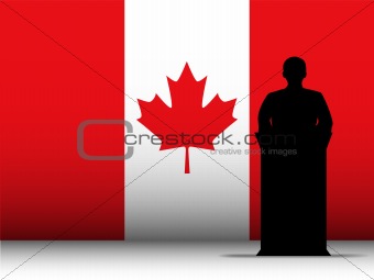 Canada Speech Tribune Silhouette with Flag Background