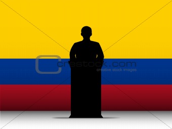 Colombia Speech Tribune Silhouette with Flag Background