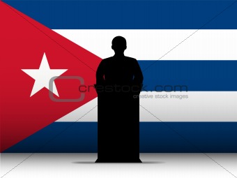 Cuba Speech Tribune Silhouette with Flag Background