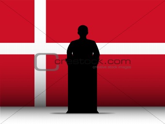Denmark Speech Tribune Silhouette with Flag Background