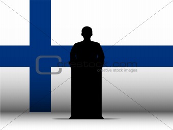 Finland Speech Tribune Silhouette with Flag Background