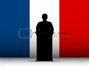 France Speech Tribune Silhouette with Flag Background