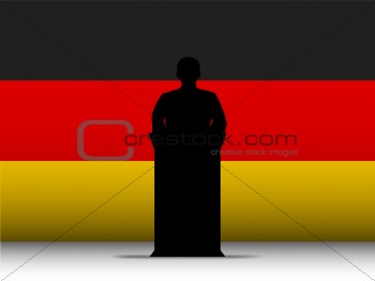 Germany Speech Tribune Silhouette with Flag Background