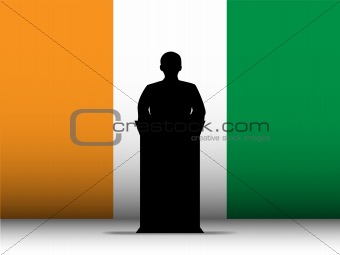 Ireland Speech Tribune Silhouette with Flag Background