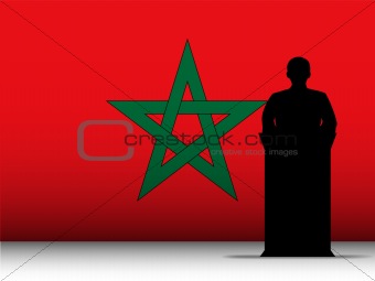 Morocco Speech Tribune Silhouette with Flag Background
