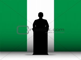 Nigeria Speech Tribune Silhouette with Flag Background