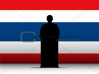Thailand Speech Tribune Silhouette with Flag Background