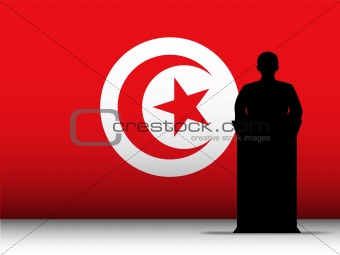 Turkey Speech Tribune Silhouette with Flag Background