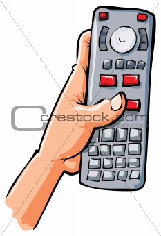 Cartoon hand holding remote contol