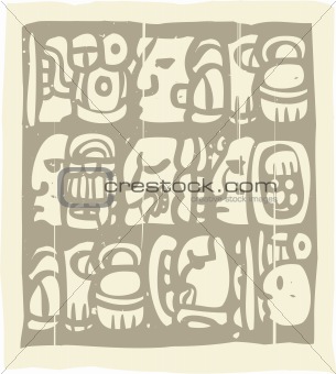 Mayan Glyphs Woodblock