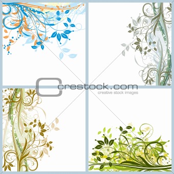 Grunge floral backgrounds, vector