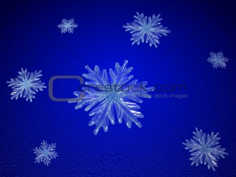 crystal snowflakes in blue