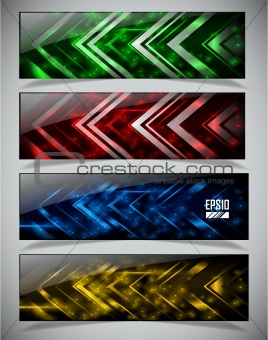 Vector illustration of futuristic color abstract glowing banners