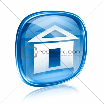 home icon blue glass, isolated on white background