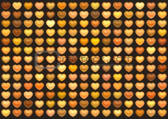 3d collection floating love heart in multiple orange on brown