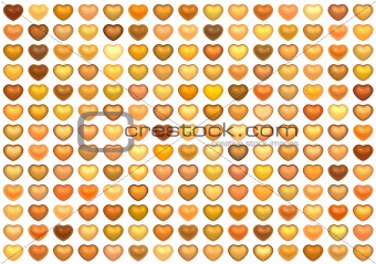 3d collection floating love heart in multiple orange on white