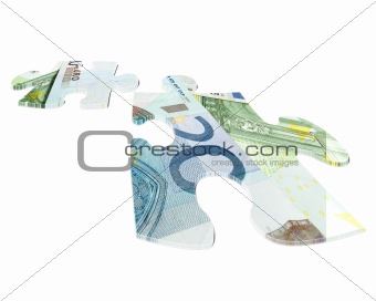 two pieces of Euro banknotes puzzle