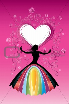 woman silhouette and romantic love background