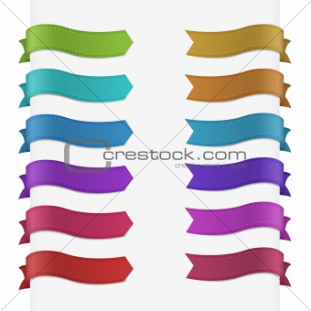 Set of 12 quality textured ribbons. This vector image is fully editable.
