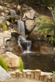 Beautiful Japanese Zen Garden Stream with Time-Lapse Slow Shutter.