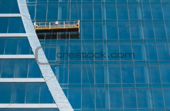 The glass wall of office building