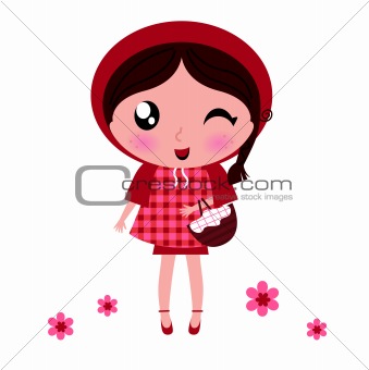 Little Red riding hood isolated on white