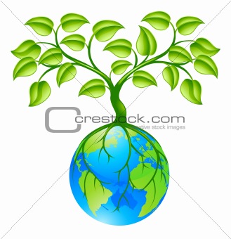 Planet earth globe with tree concept