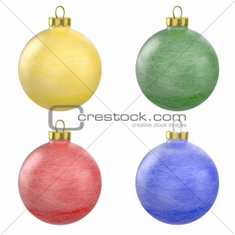 Four christmas balls with frost texture