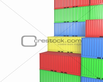 Group of freight containers, with blanks space