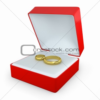 Pair of wedding rings in a box