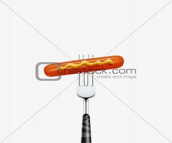 Hotdog on fork