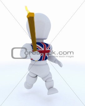man running with olympic torch