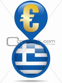 Flag Button Greece Euro Crisis
