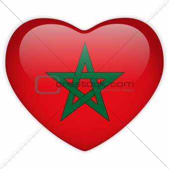 Morocco Flag Heart Glossy Button
