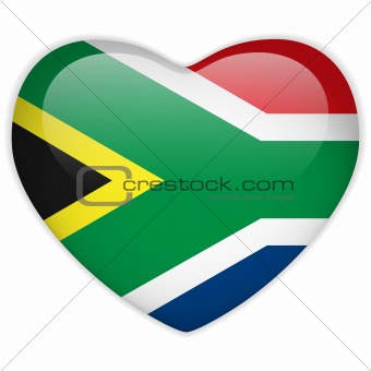 South Africa Flag Heart Glossy Button