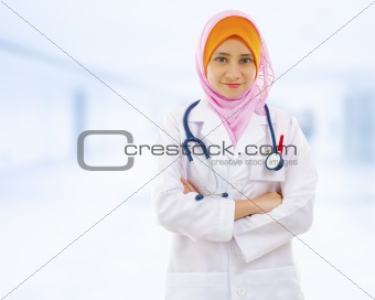 Confident Muslim doctor