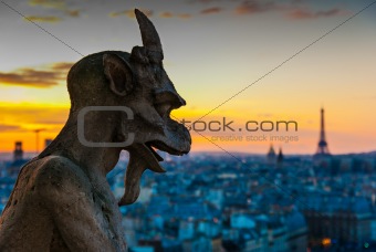 Gargoyle looking over Paris