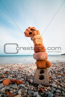 Bricks and Stones on a Beach