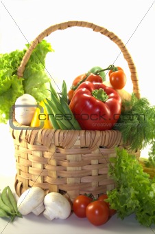 Fresh colorful vegetables in the basket